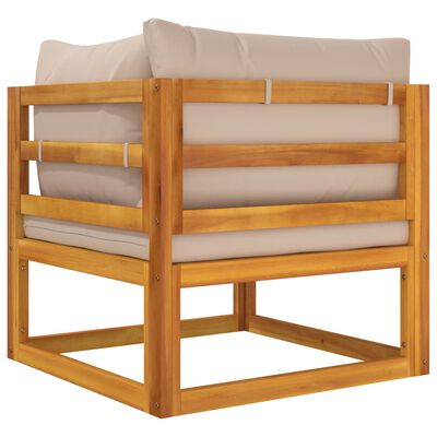 vidaXL Sectional Corner Sofa with Taupe Cushions Solid Wood Acacia