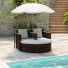 vidaXL Garden Chair Brown Poly Rattan Detachable Outdoor Lounge Bed