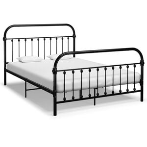 vidaXL Bed Frame Black Metal Double Heavy Weight Support Bed Frame