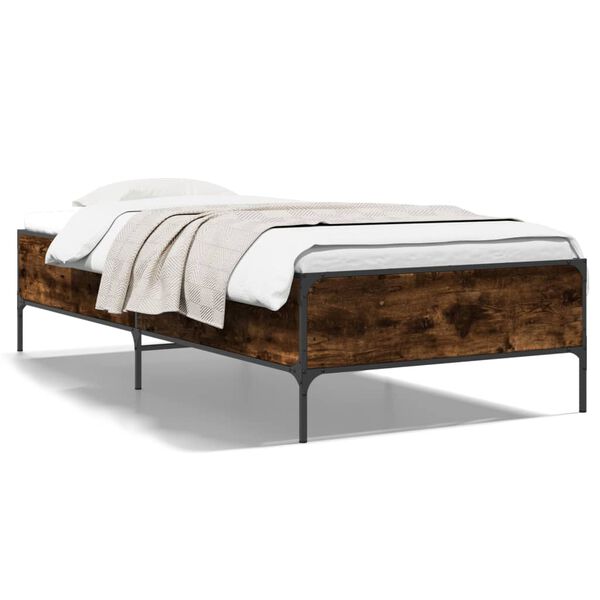 vidaXL Bed Frame Smoked Oak Engineered wood, metal, plywood Single