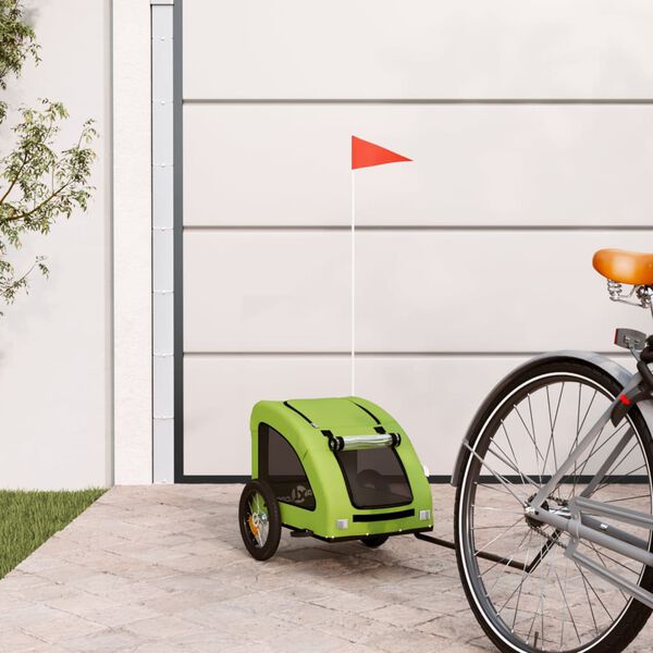 vidaXL Pet Bike Trailer Green Oxford fabric, Iron, PVC Standard Durable