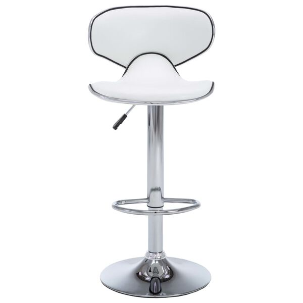vidaXL Bar Stool Set of 2 White Faux leather, Chromed steel Adjustable