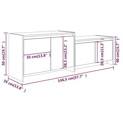vidaXL TV Stand High Gloss White 57.7"x13.8"x19.7" Engineered Wood