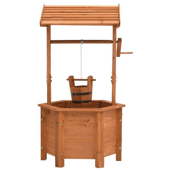 vidaXL Wishing Well Planter Brown Firwood with water based paint Medium