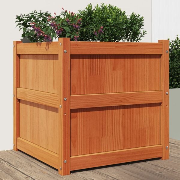 vidaXL Garden Planter Wax brown Solid pine wood 23.6 in