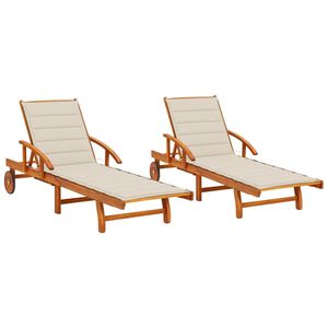 vidaXL Sun Lounger Natural wood Solid acacia wood Standard Foldable