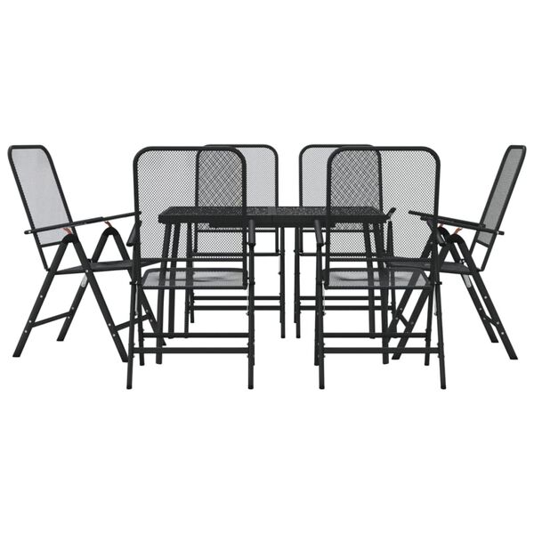 vidaXL Garden Dining Set Anthracite Metal Mesh Large Foldable