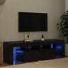 vidaXL TV Cabinet with LED Lights Black Oak 55.1x14.4x15.7" Engineered Wood