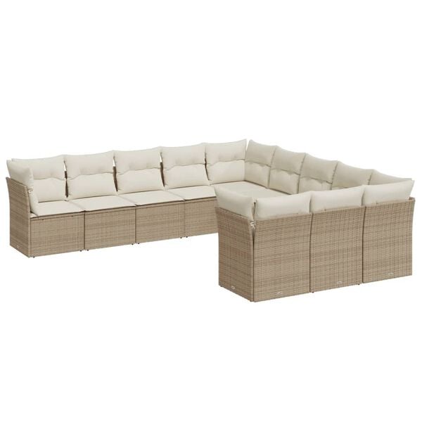 vidaXL Garden Sofa Set Beige PE rattan Large Modular Garden Sofa Set