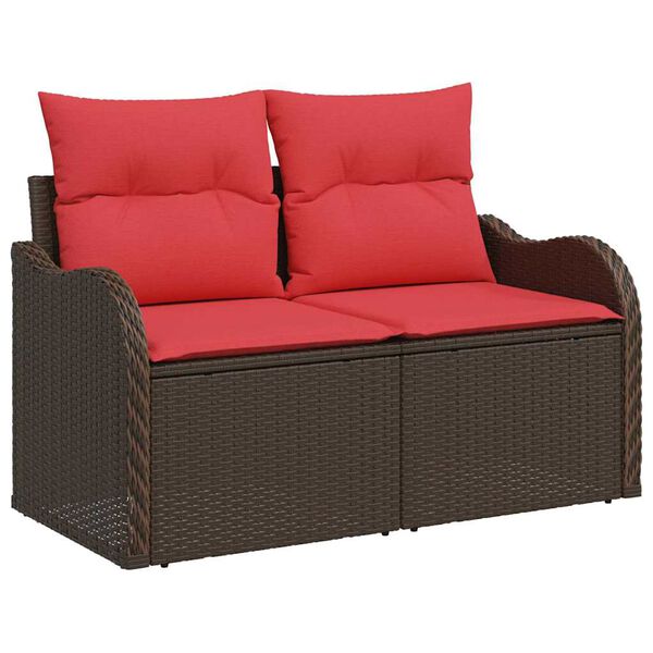 vidaXL Garden Sofa Set with Cushion 3 pcs Brown Poly rattan
