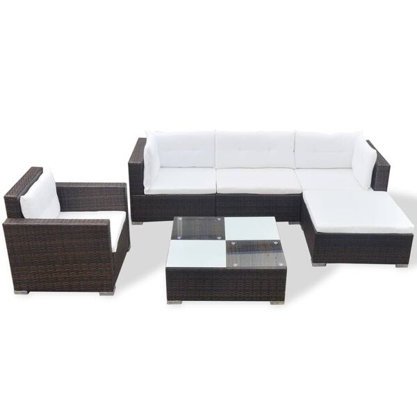 vidaXL Outdoor Furniture Set Brown, Cream White