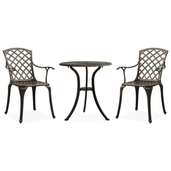 vidaXL Bistro Set Bronze Cast aluminum Medium Durable Bistro Set