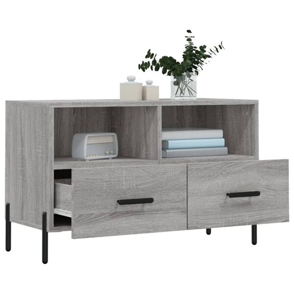 vidaXL TV Cabinet Grey Sonoma Engineered wood, iron Medium Storage