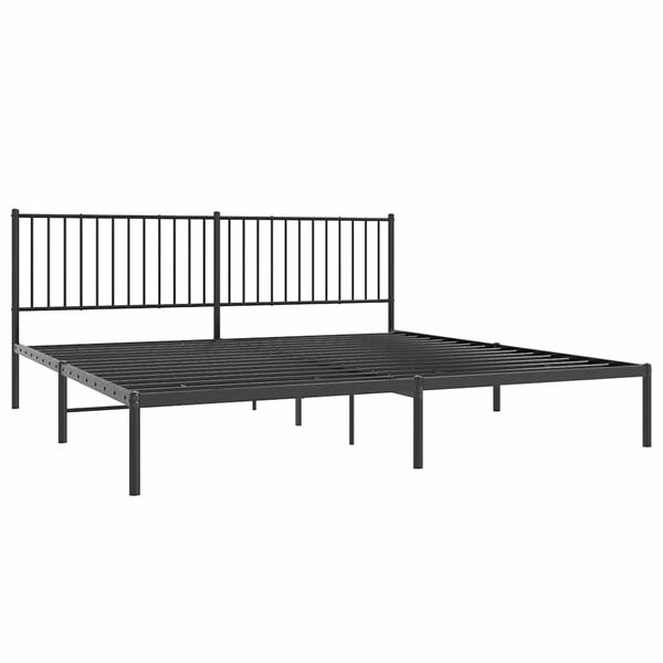 vidaXL Bed Frame Black Powder-Coated Steel Double Bed Frame