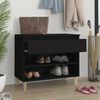 vidaXL Shoe Cabinet Black Engineered wood, solid eucalyptus wood