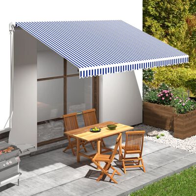 vidaXL Awning Top Sunshade Canvas Blue & White 177.2"x118.1"