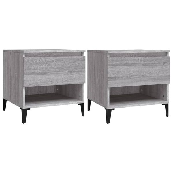 vidaXL Side Table Set of 2 Grey Sonoma Engineered wood, metal Medium