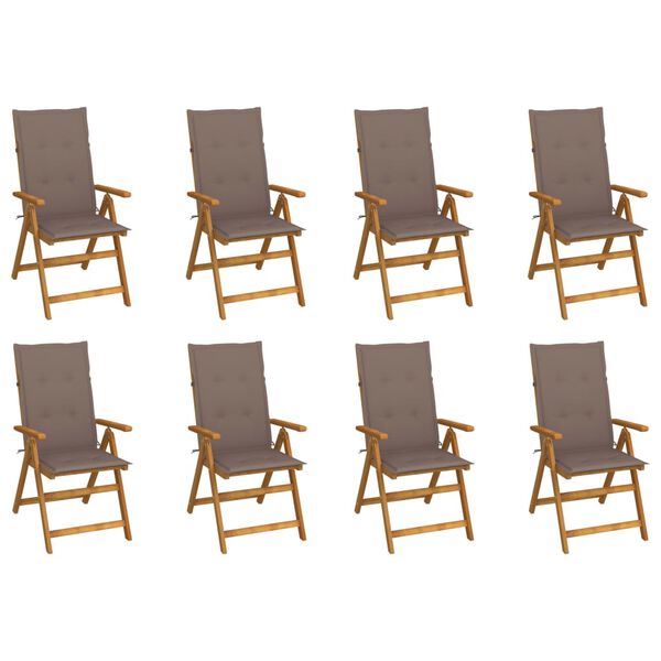 vidaXL Garden Chair Set of 8 Wood Solid Acacia Wood Foldable