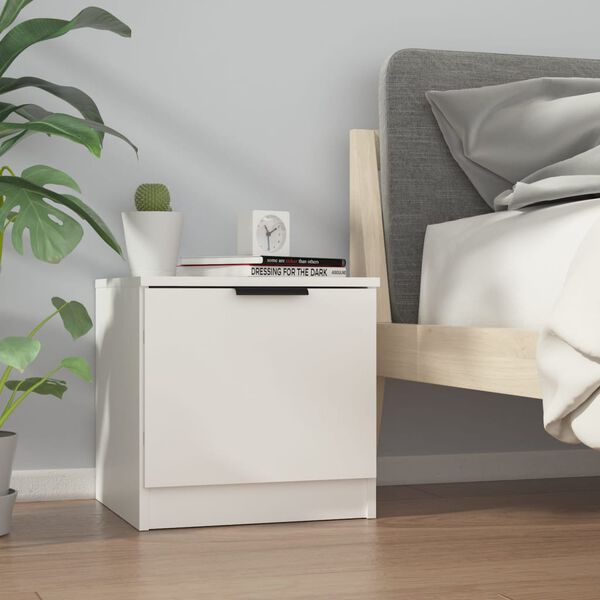vidaXL Bedside Cabinet Set of 2 White Engineered wood 15.7x15.4x15.7 in