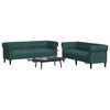 vidaXL Sofa Set Dark Green 100% Polyester, Plywood, Solid Wood