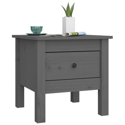 vidaXL Side Tables 2 pcs Gray 15.7"x15.7"x15.4" Solid Wood Pine