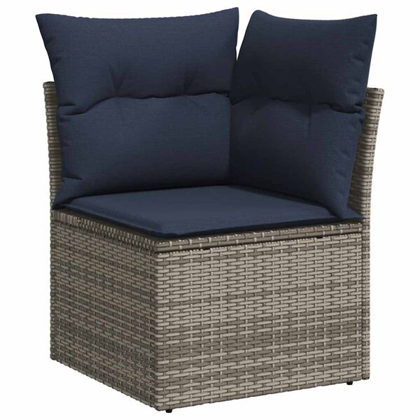 vidaXL 12 Piece Patio Sofa Set with Cushions Gray Poly Rattan