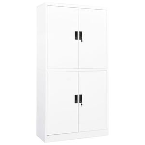 vidaXL Office Cabinet White Steel Large Locks Office Cabinet
