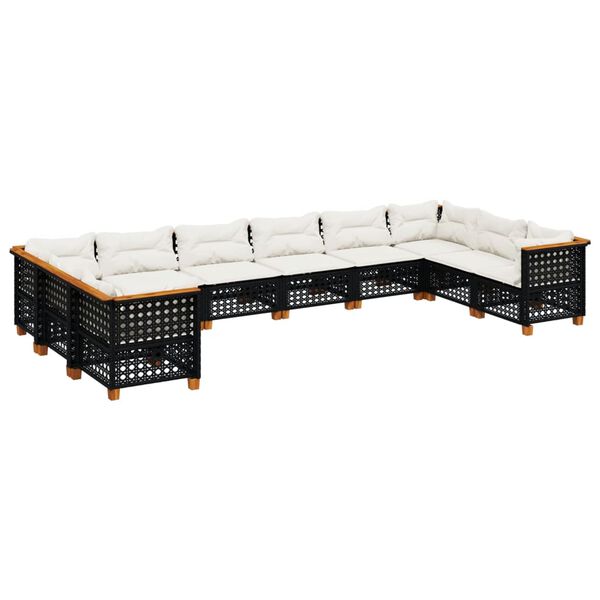 vidaXL Garden Sofa Set Black, Cream White