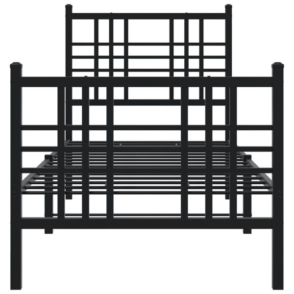 vidaXL Bed Frame Black Steel Twin Bed Frame Rectangular Traditional