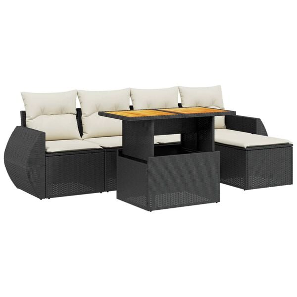 vidaXL Garden Sofa Set Black, Cream White