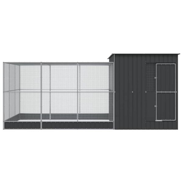 vidaXL Aviary Silver and Anthracite Galvanized steel Large Durable