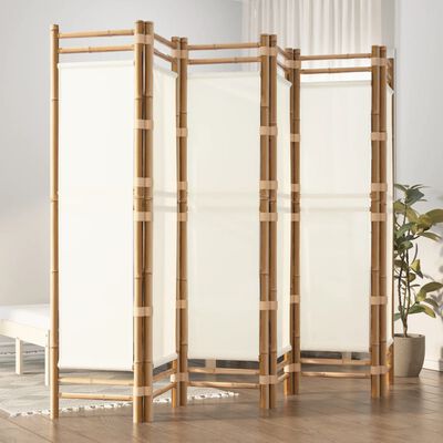 vidaXL Folding 6-Panel Room Divider 94.5" Bamboo and Canvas