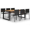 vidaXL 7 Piece Patio Dining Set Black