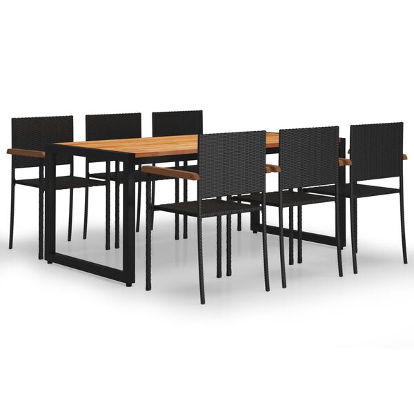 vidaXL 7 Piece Patio Dining Set Black