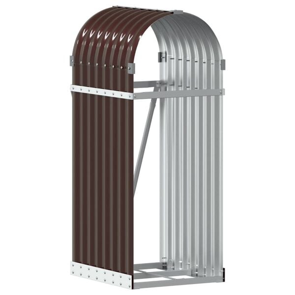 vidaXL Log Holder Brown 15.7"x17.7"x39.4" Galvanized Steel