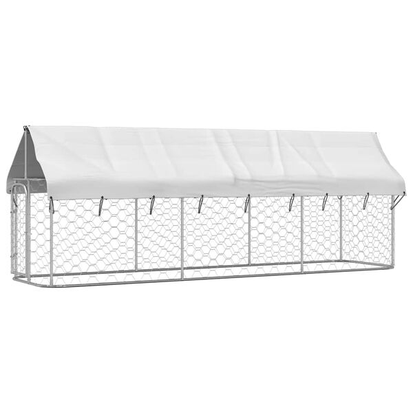 vidaXL Dog Kennel Silver Galvanized steel, 100% polyethylene Large