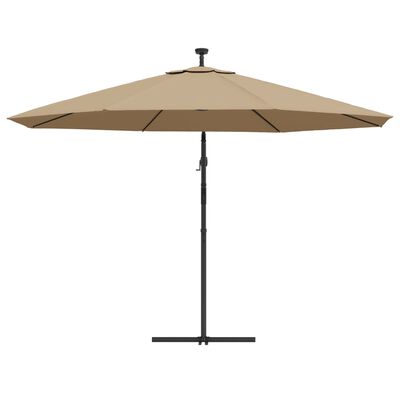 vidaXL Cantilever Umbrella with LED Lights and Metal Pole 137.8" Taupe