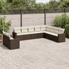vidaXL Garden Sofa Set Brown PE rattan L Shape Adjustable Feet