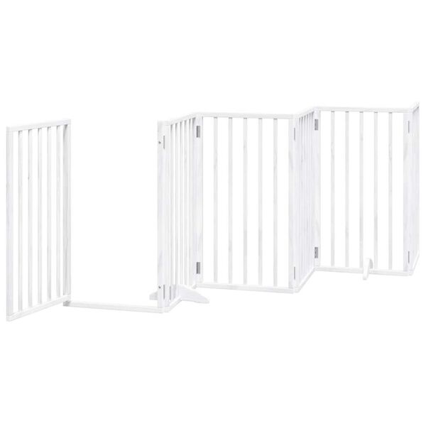 vidaXL Dog Gate Set of 6 White Poplar wood 118.1 in long Foldable