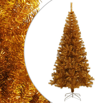 vidaXL Artificial Christmas Tree with Stand Gold 6 ft PET