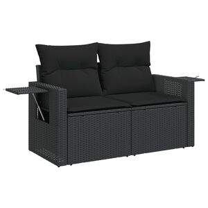 vidaXL Garden Sofa Black PE Rattan 2-seater 2-Seater Garden Sofa