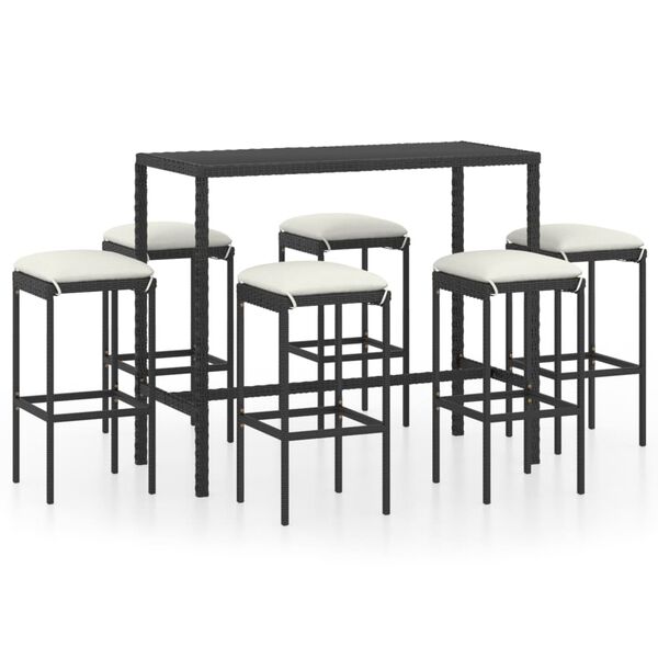 vidaXL Garden Bar Set Black, Cream White