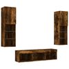 vidaXL TV Wall Unit Set of 5 Smoked oak Engineered wood, glass Large
