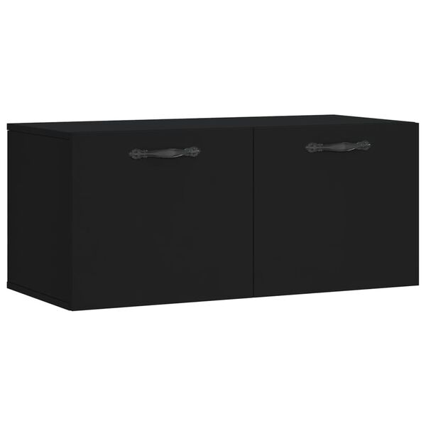 vidaXL Wall Cabinet Black Engineered wood 31.5 in x 14.4 in x 13.8 in
