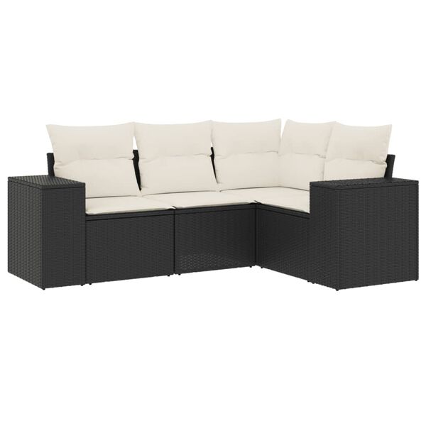 vidaXL Garden Sofa Set Black, Cream White