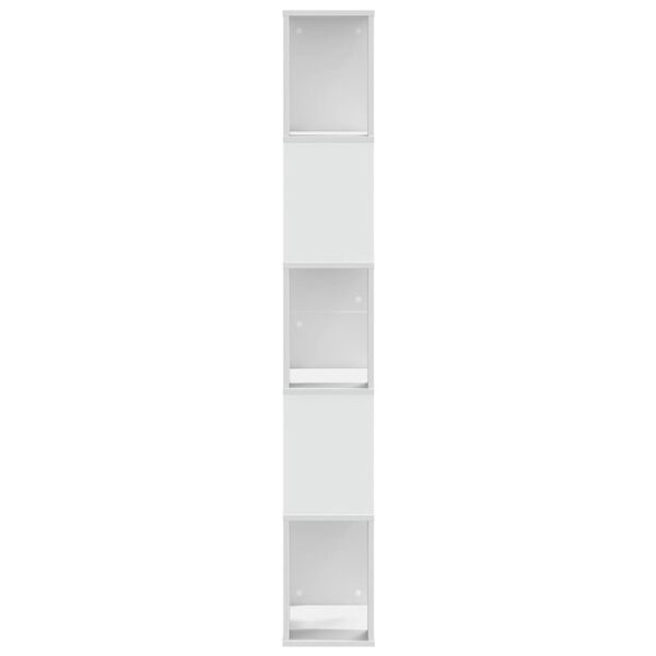 vidaXL Bookcase White Engineered Wood 5-Tier, 18 x 9.3 x 64.0 in