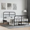 vidaXL Bed Frame Black Powder-Coated Steel Double Bed Frame