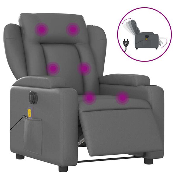 vidaXL Electric Massage Recliner Chair Grey