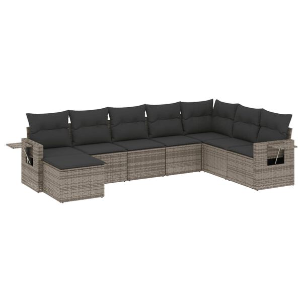 vidaXL Garden Sofa Set Grey PE rattan, polyester, steel Large