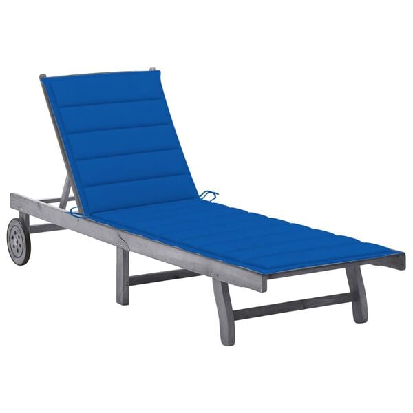 vidaXL Sunlounger Grey, Royal blue